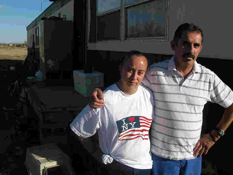 Herbie Rodriguez and his daughter, Erica, at their home in Dexter, N.M.