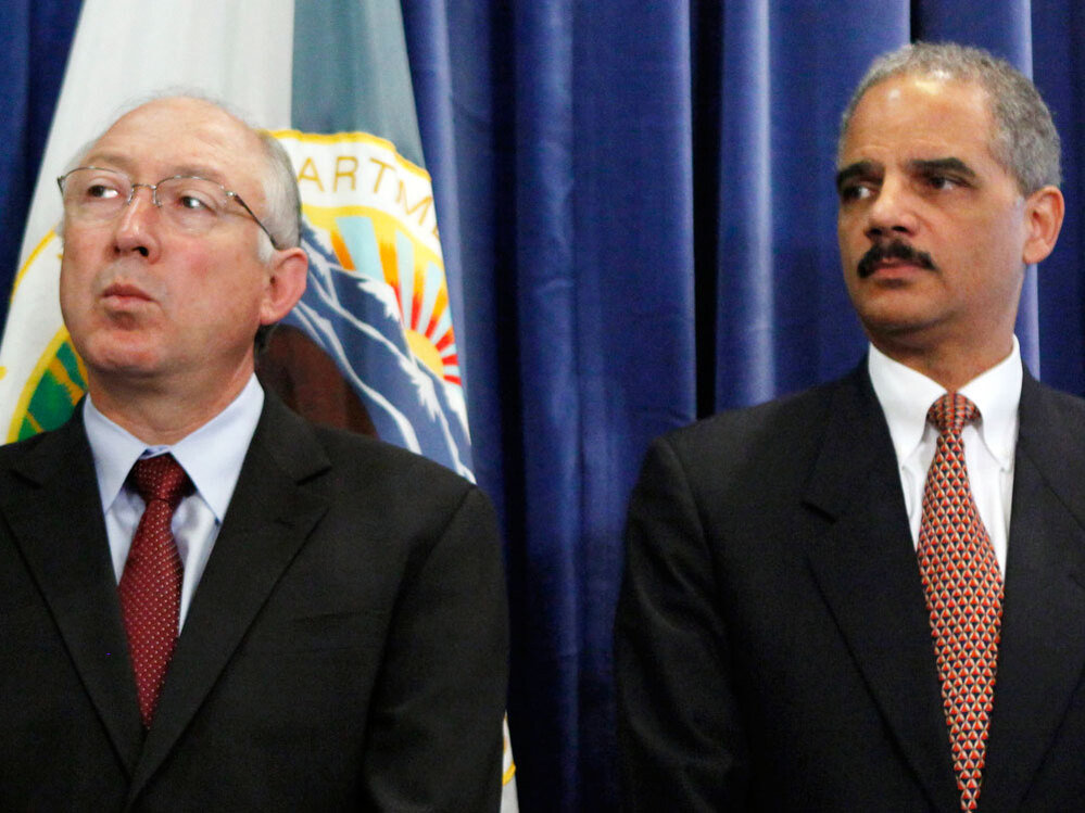 Attorney General Eric Holder (right) and Interior Department Secretary Ken Salazar