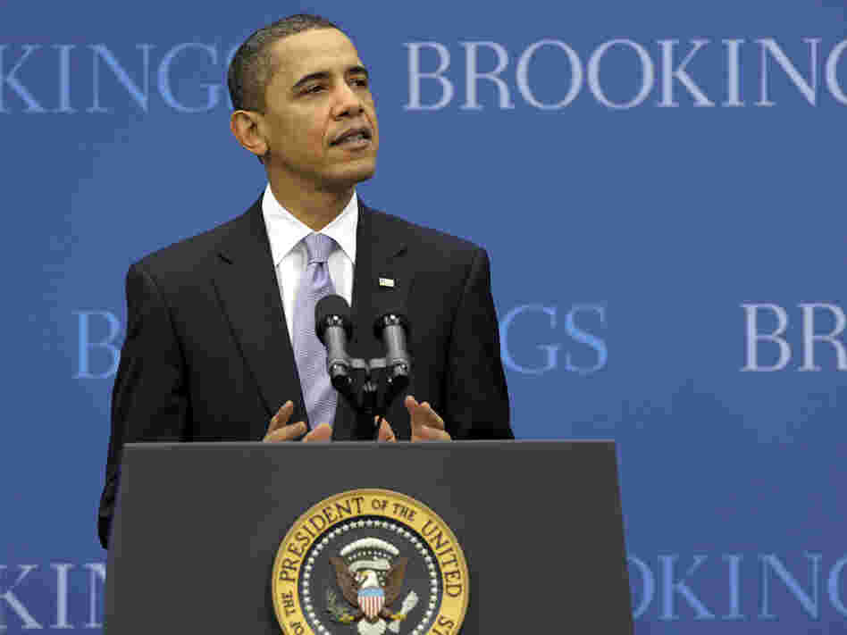 President Obama delivers a speech on the economy at the Brookings Institution in Washington, D.C.