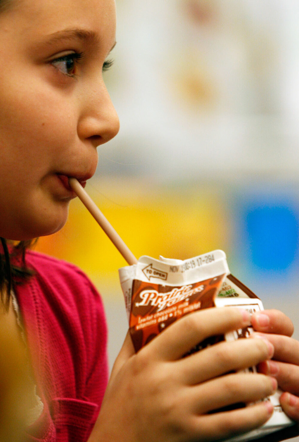 Fifth-grader drinks chocolate milk