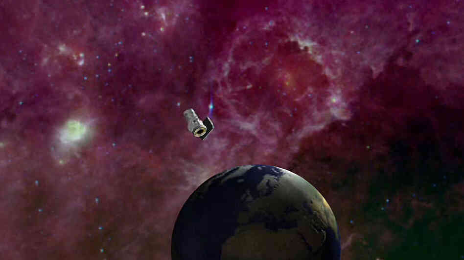 (wide)This artist's conception shows NASA's WISE telescope mapping the whole sky in infrared. (wide)This artist's conception shows NASA's WISE telescope mapping the whole sky in infrared.