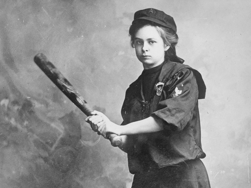 Myrtle Rowe, pictured here in 1910, signed to play first base for the Antler Athletic Club at 18.