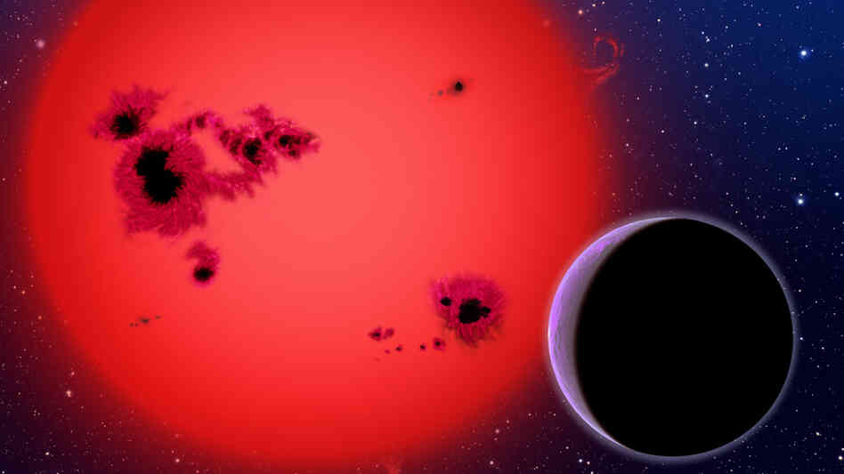 wide: An artist's conception of the newly discovered super-Earth orbiting its dwarf star. wide: An artist's conception of the newly discovered super-Earth orbiting its dwarf star.