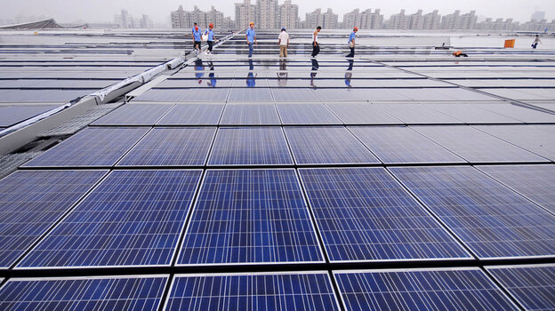 The roof is covered with solar panels.