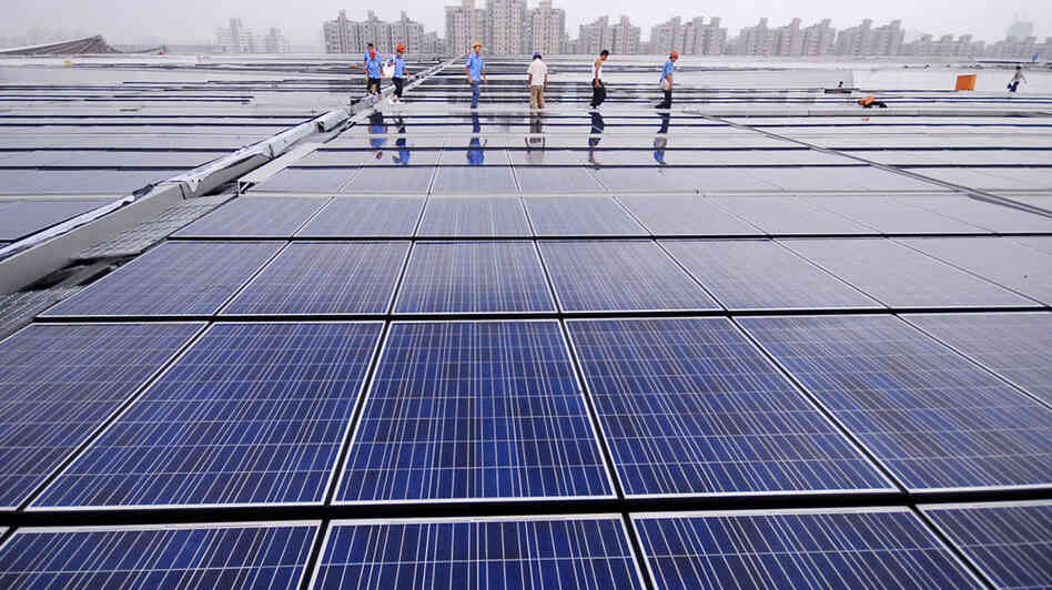 The roof is covered with solar panels.
