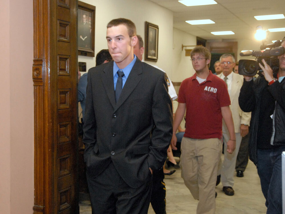 Derrick Donchak arrives at the courthouse for his sentencing in June.