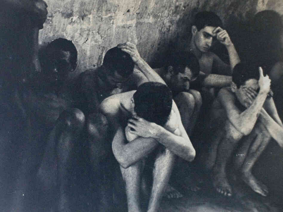 A photo of naked men in the Philadelphia State Hospital in 1945 A photo of naked men in the Philadelphia State Hospital in 1945