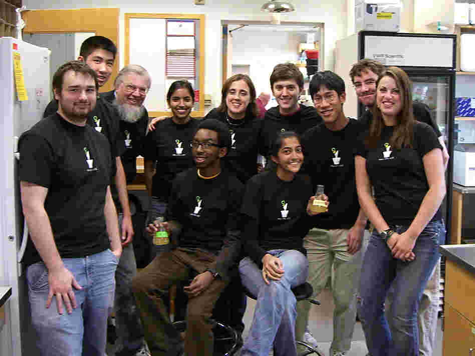 The MIT research team responsible for creating the world's first mint- and banana-scented E. coli.