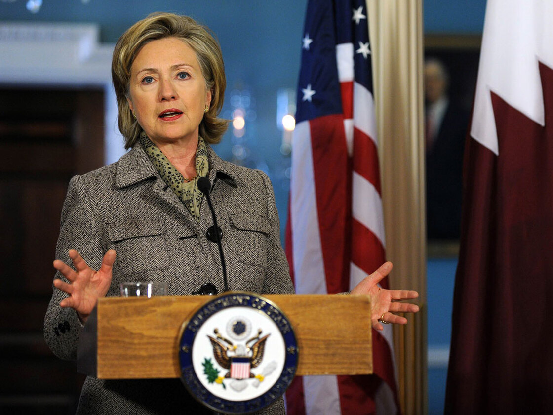 Secretary of State Hillary Clinton holds a press conference