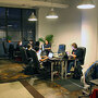 At New Work City patrons work in provided, communal office space.