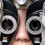 A child gets his eyes tested. A child gets his eyes tested.