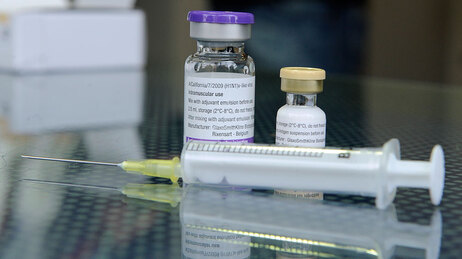 A syringe and vials of swine flu vaccine at a hospital in Essen, Germany, last year.