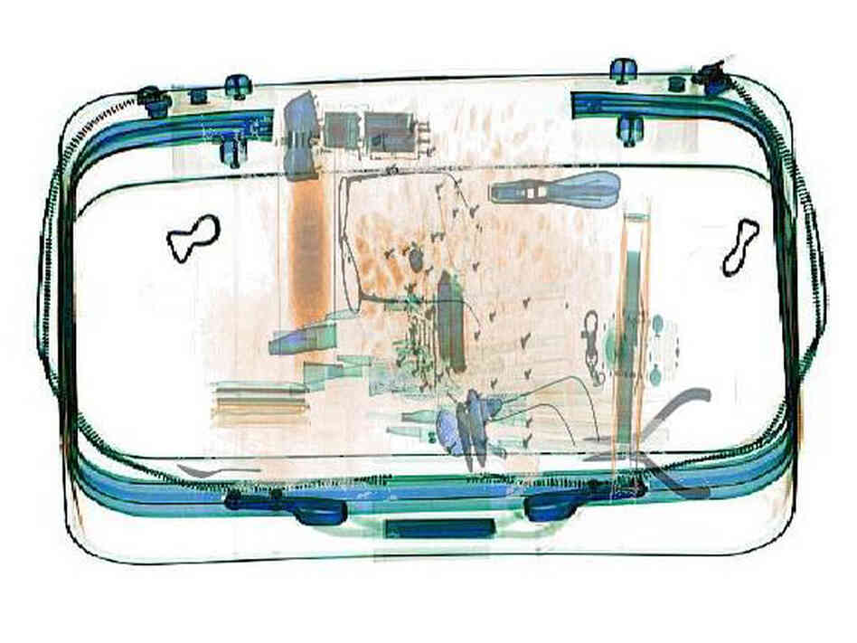A scanned image of a suitcase