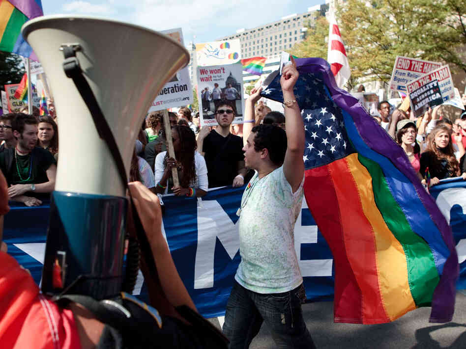 Gay rights activists convened in Washington, D.C., to voice their frustration with President Obama.