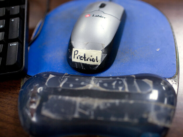 A computer mouse at the pretrial release program in Lubbock, Texas