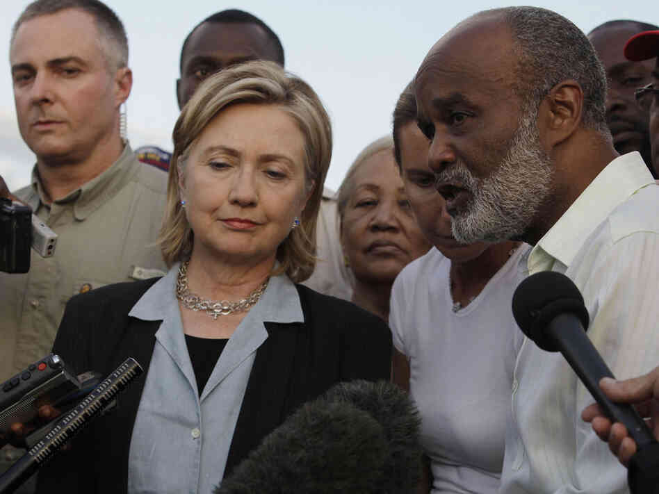 Haiti's President Rene Preval and Secretary of State Hillary Clinton