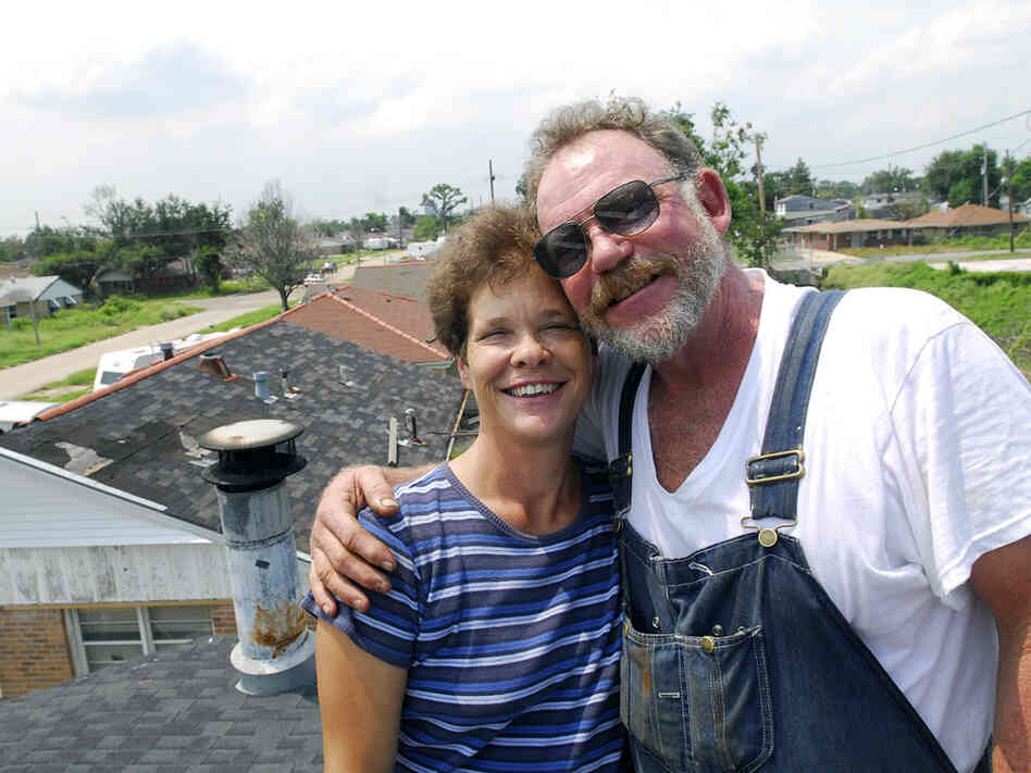 Colleen and Donald Bordelon on the roof their home in August 2006. Colleen and Donald Bordelon on the roof their home in August 2006.
