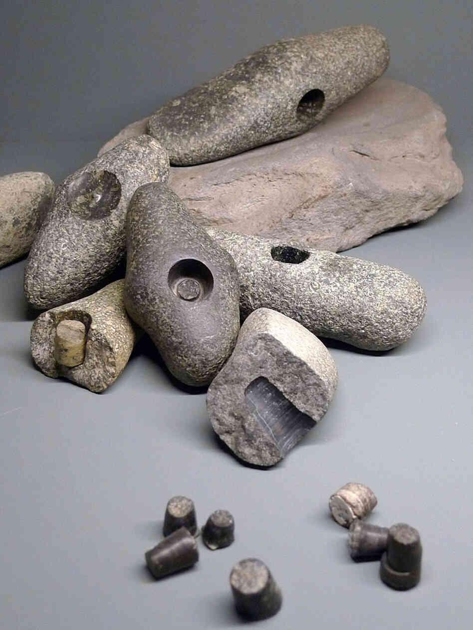 Stone ax heads from Neolithic settlement in Vinelz, Switzerland, c. 2700 BC Stone ax heads from Neolithic settlement in Vinelz, Switzerland, c. 2700 BC