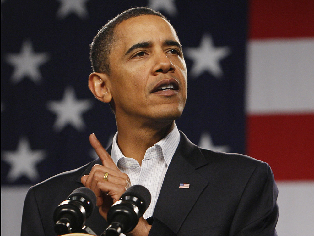 Obama speaks at a town hall-style meeting at Lorain County Community College in Elyria, Ohio