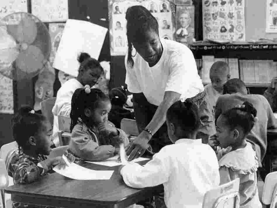 Ella Thompson works with kids at an afterschool program in Baltimore.