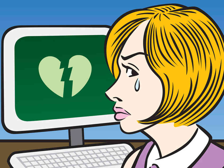 Illustration of how it can be hard to stop looking at your ex's social networking page.