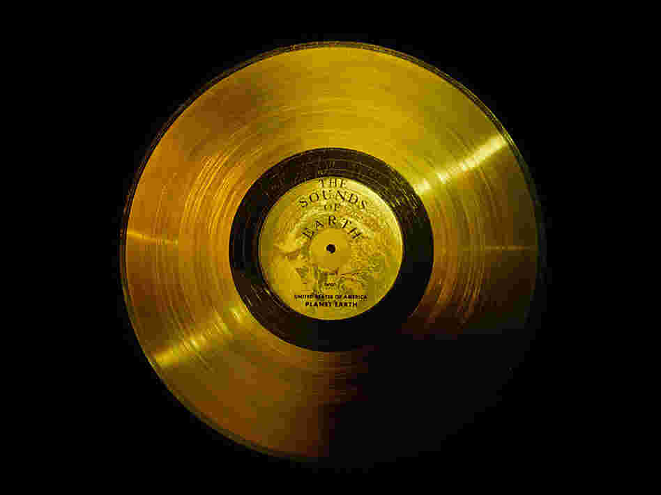Golden record carrying a mix of sounds into space Golden record carrying a mix of sounds into space