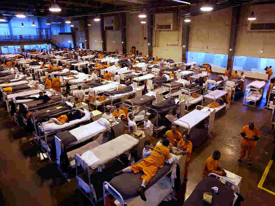 The gymnasium at San Quentin, seen in a 2009 file photo, serves as housing for hundreds of inmates.