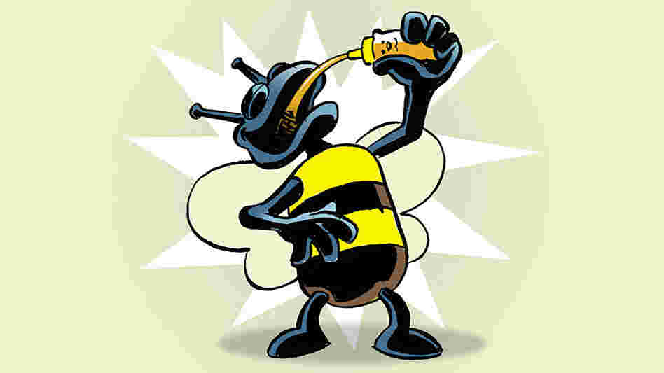 Bee drinking honey Bee drinking honey