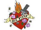 An illustration of a Be Mine heart with a knife stabbed through it. An illustration of a Be Mine heart with a knife stabbed through it.