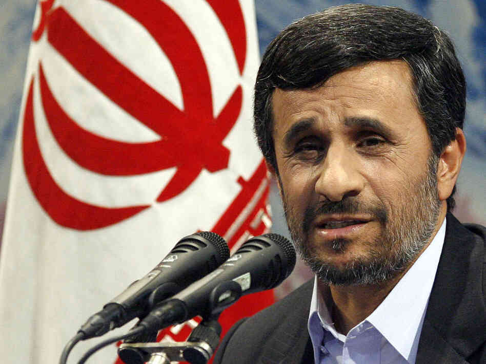 Iranian President Mahmoud Ahmadinejad speaks at a news conference Tuesday in Tehran.