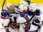Team USA's Brian Rafalski (left) celebrates with teammates during their win over Canada. Team USA's Brian Rafalski (left) celebrates with teammates during their win over Canada.