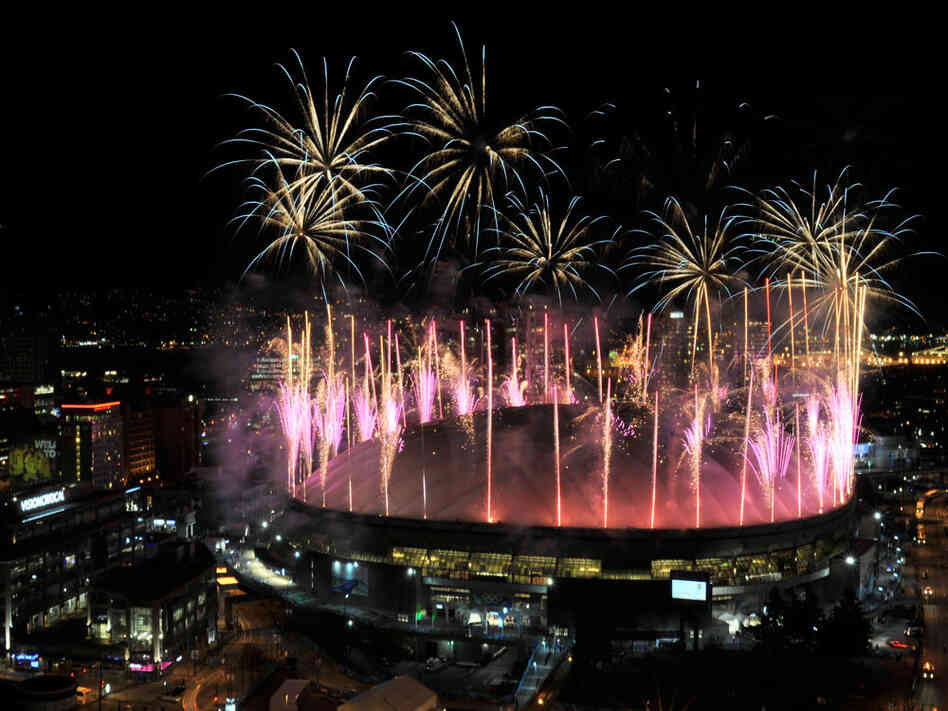 Fireworks explode over BC Place for the closing ceremony of the Vancouver games.