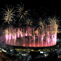 Fireworks explode over BC Place for the closing ceremony of the Vancouver games.