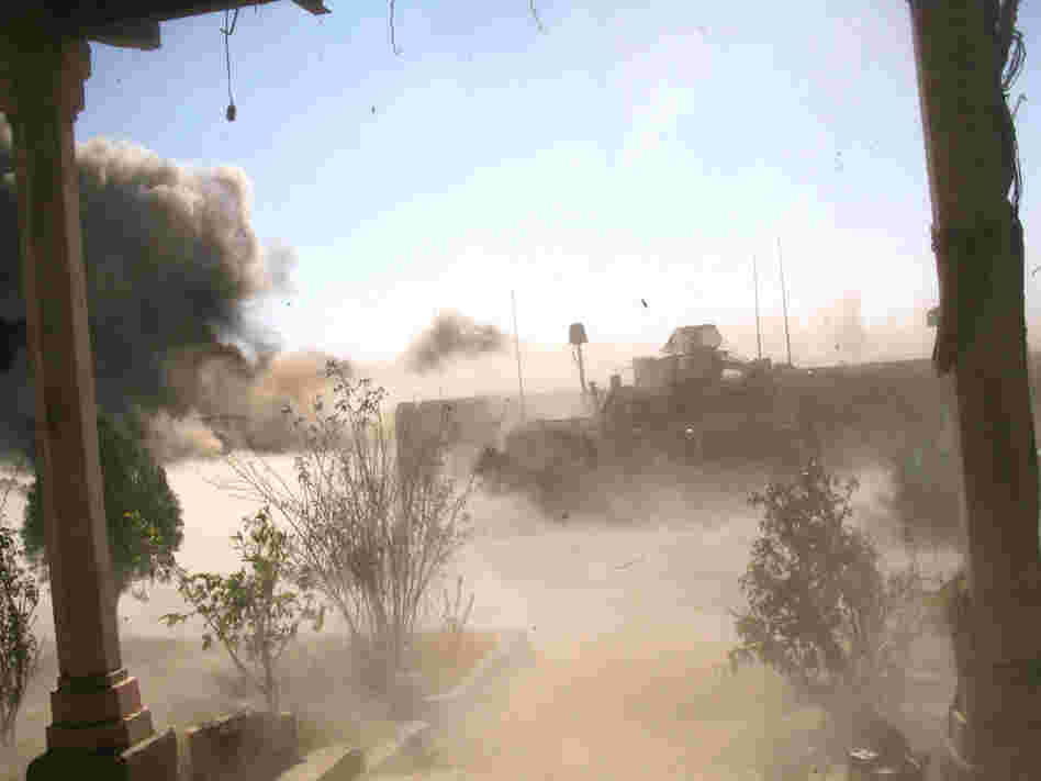 The explosion after a team detonates 400 pounds of IEDs