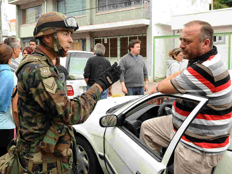 Chilean army officer and civilian in Concepcion, Chile