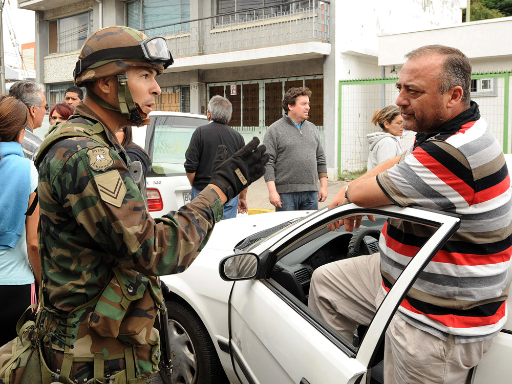 Chilean army officer and civilian in Concepcion, Chile