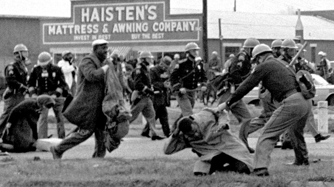 State troopers swing billy clubs to break up a civil rights march in Selma, Ala., on March 7, 1965. State troopers swing billy clubs to break up a civil rights march in Selma, Ala., on March 7, 1965.