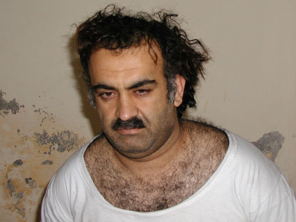 In this now iconic March 1, 2003 photo, Khalid Sheikh Mohammed is seen shortly after his capture.