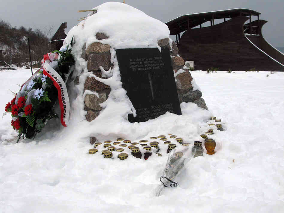A memorial on the beach in Yantarny, Russia, where thousands of Jews were killed in January 1945.