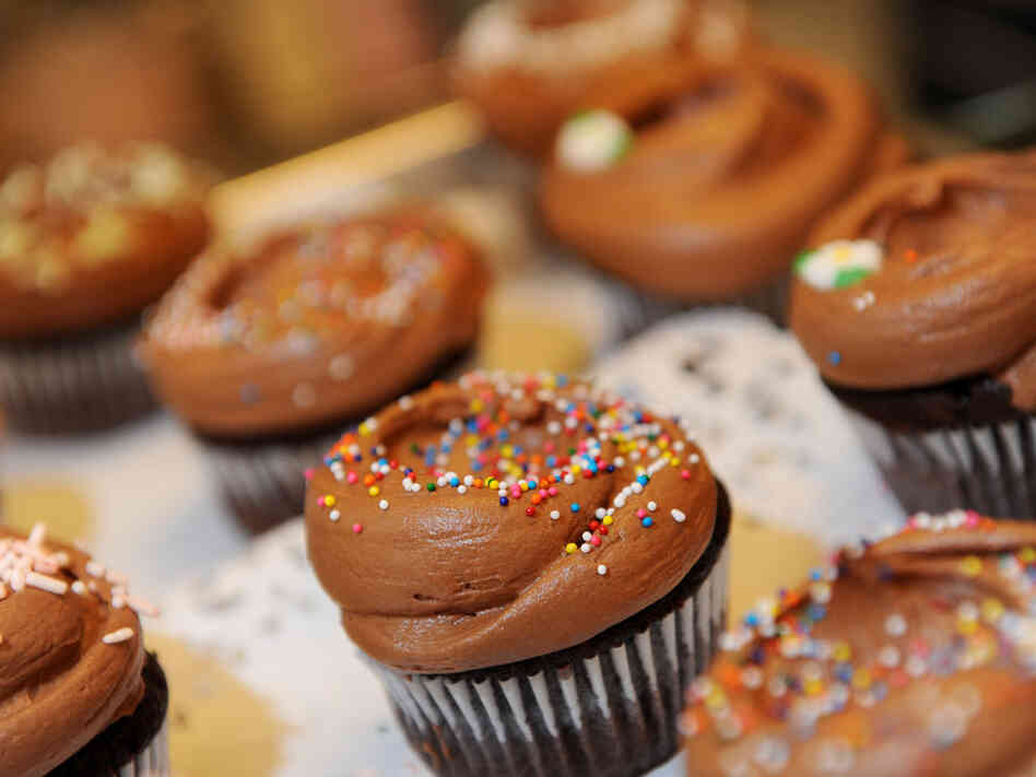 Chocolate cupcakes with sprinkles