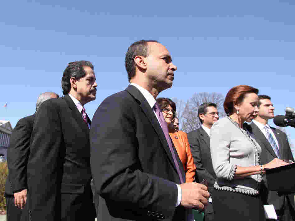 Legislators announce their support for the health care reform bill on Thursday.