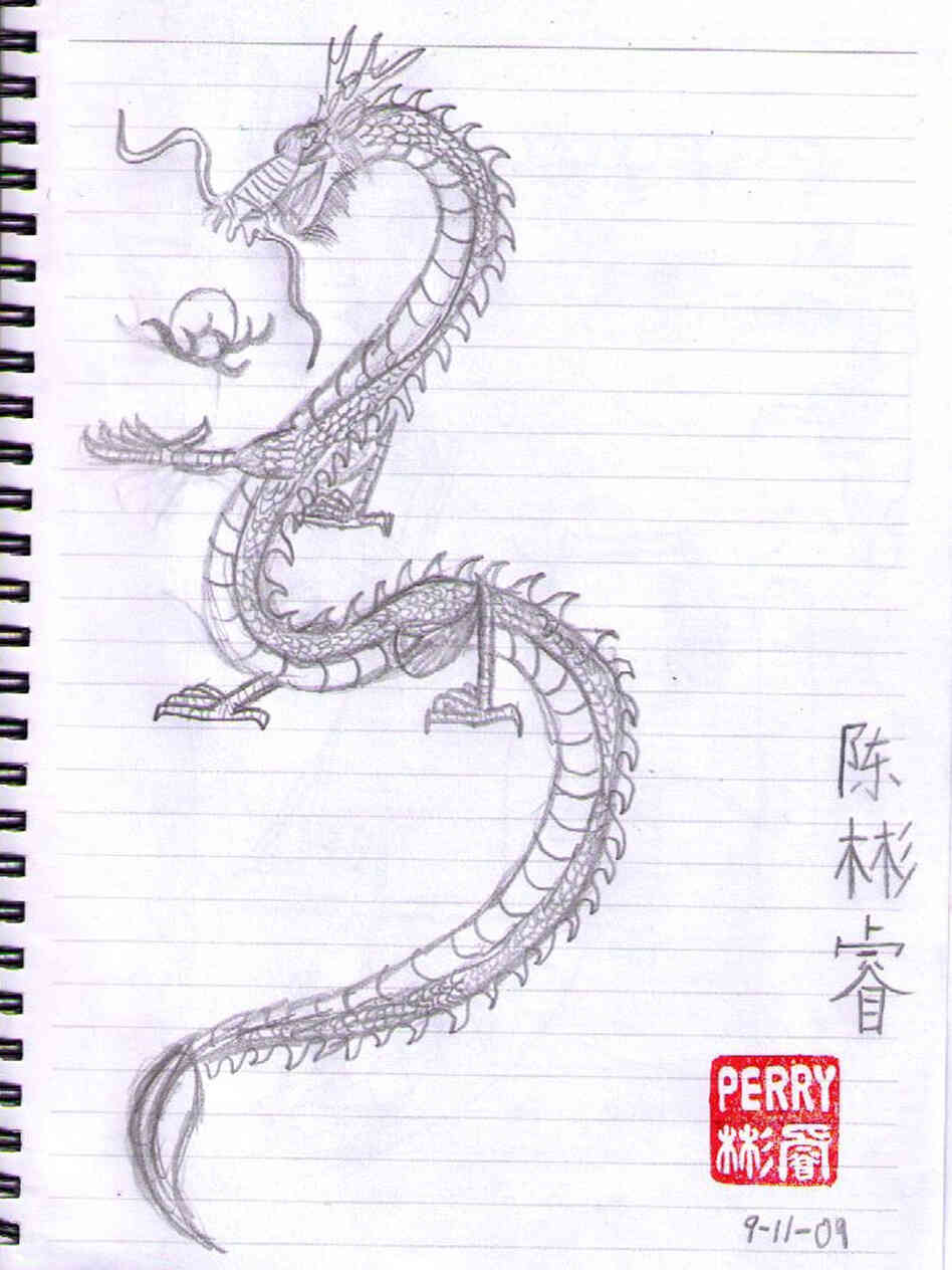 A pencil drawing of a dragon. A pencil drawing of a dragon.