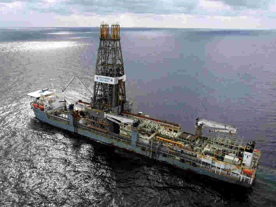 The Discoverer Deep Seas drill ship sits off Louisiana's coast in the Gulf of Mexico in 2006.
