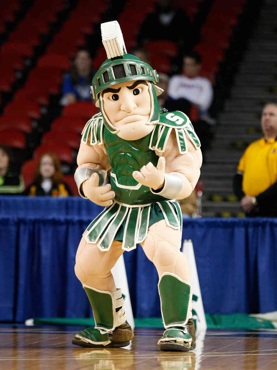 Sparty — the Michigan State mascot — is all puffed up and ready to go. Sparty — the Michigan State mascot — is all puffed up and ready to go.