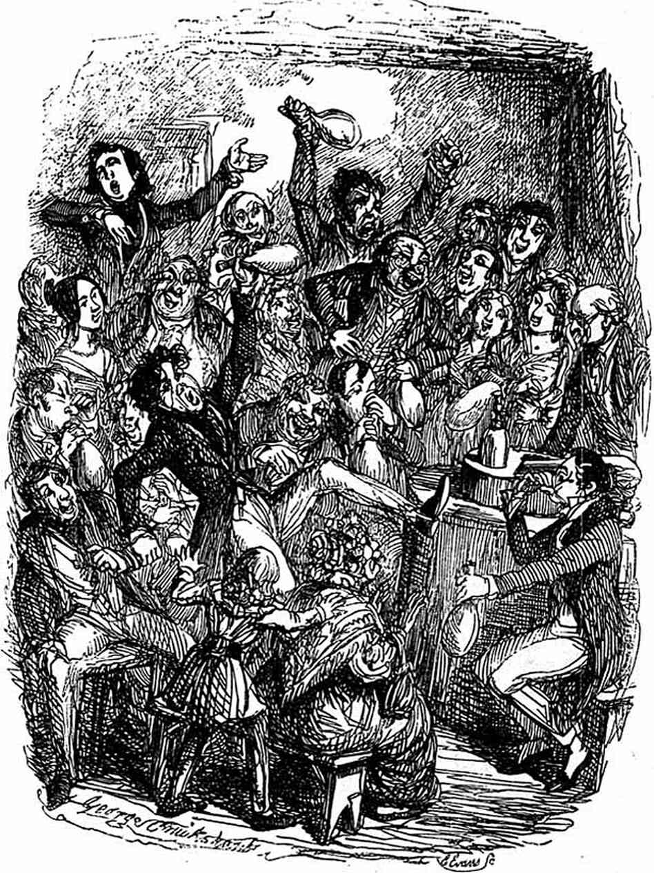 An illustration of a laughing gas party An illustration of a laughing gas party