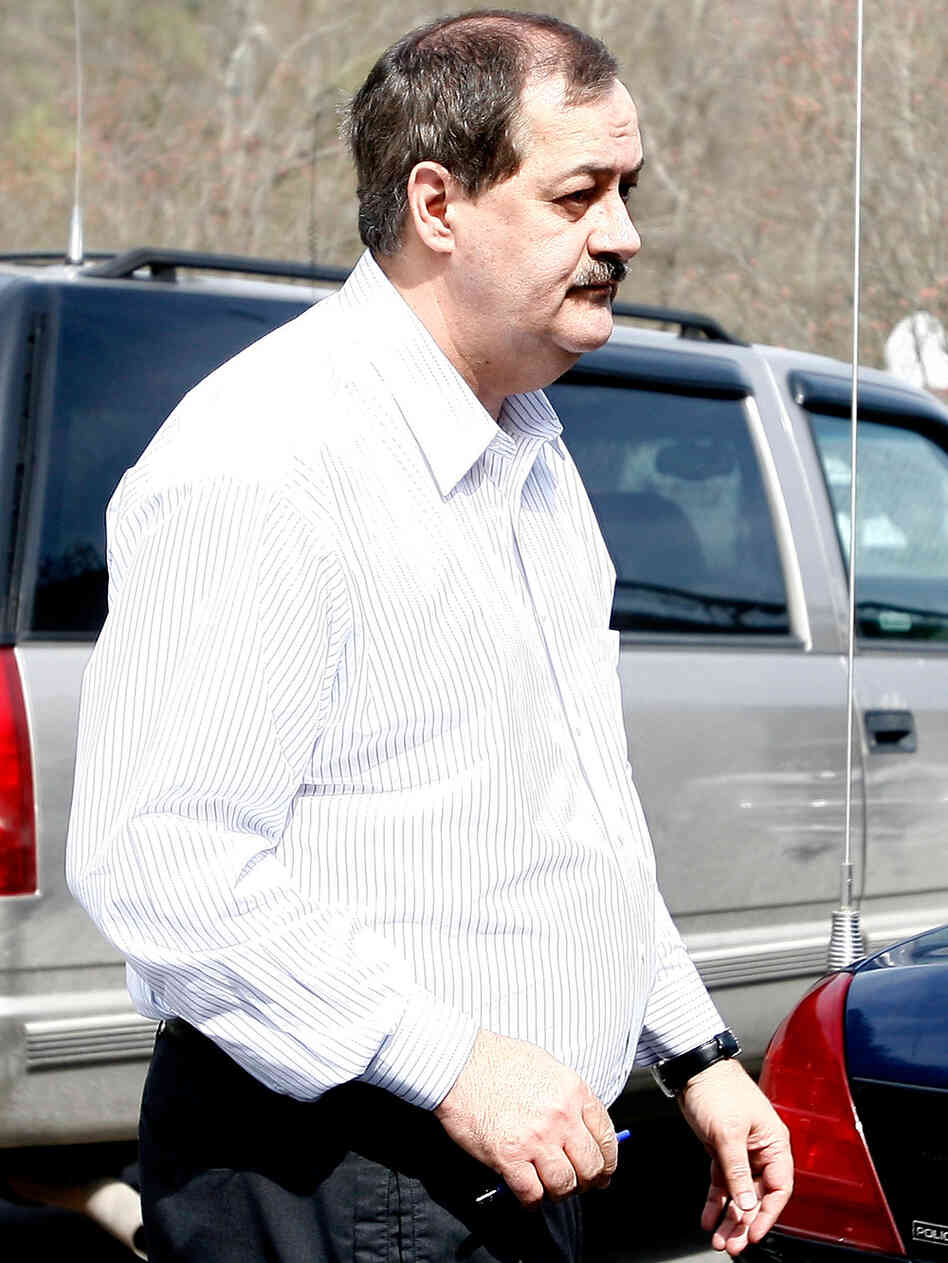 Massey Energy CEO Don Blankenship arrives near the Upper Big Branch Mine in Montcoal, W.Va
