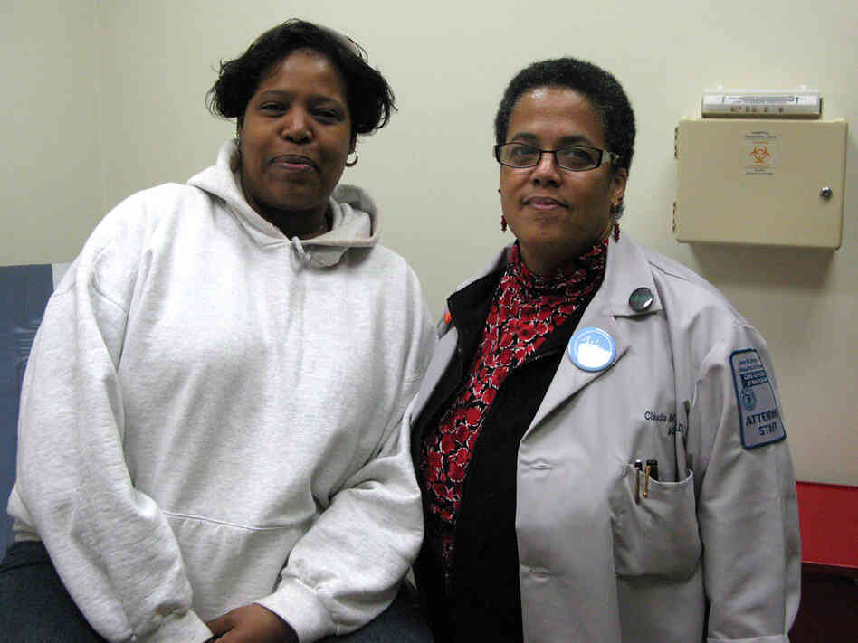 Dr. Claudia Fegan and a patient, Tracy Carwell.