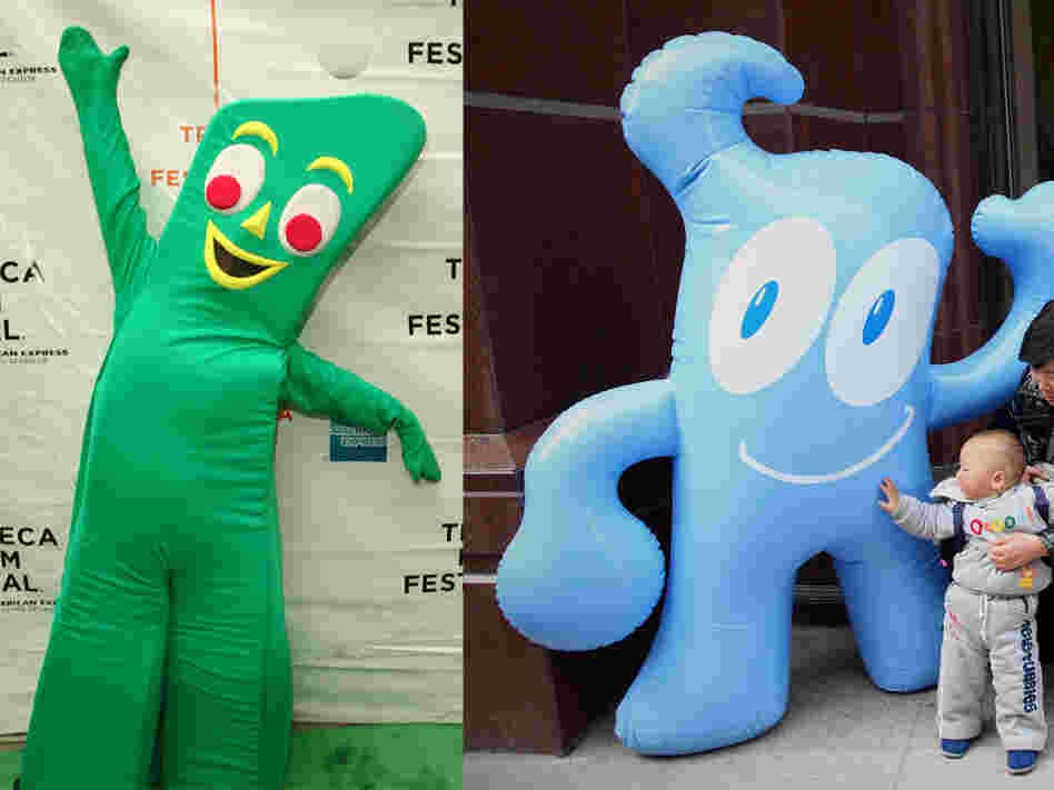 Gumby (left) and Haibao, the mascot of the Shanghai Expo
