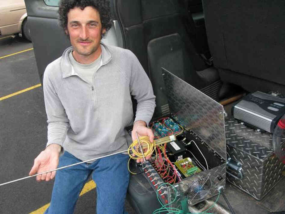 Karl Umiker holds an 'electroshocker'
