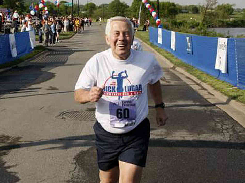 Sen. Richard Lugar runs in the Capital Challenge 5k race in 2008 Sen. Richard Lugar runs in the Capital Challenge 5k race in 2008